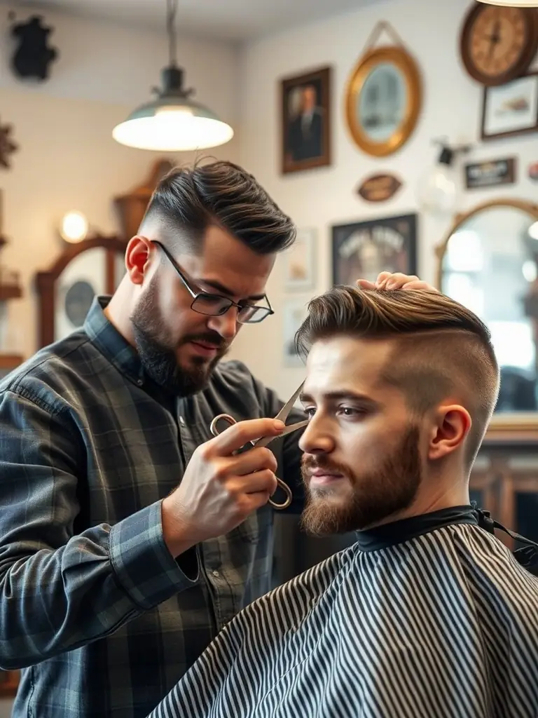 A barber at Altamonte City Fades providing a classic haircut, demonstrating the barbershop's commitment to traditional barbering techniques.